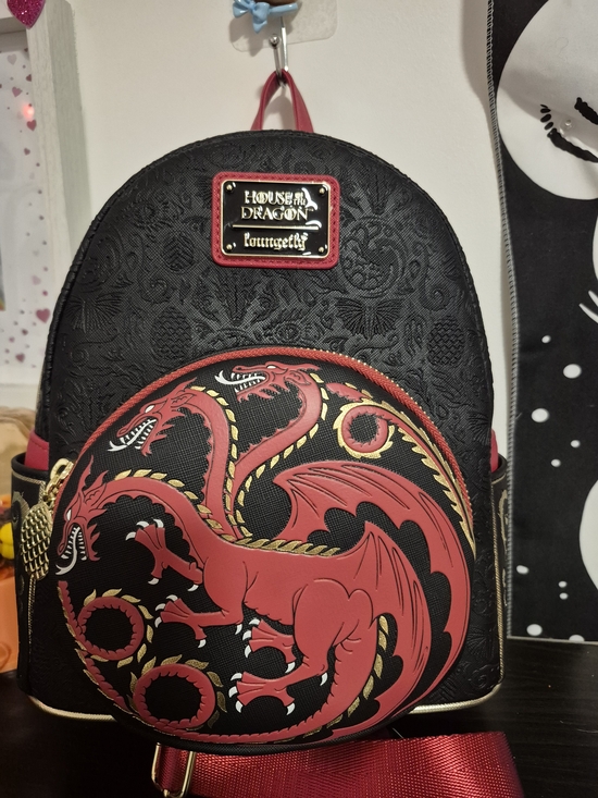 Loungefly Handbags - Loungefly Black and Red House Targaryen Dragon Mini Backpack